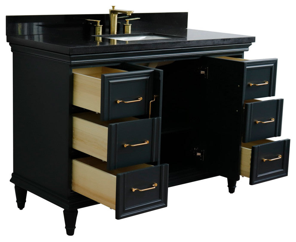 49" Single Sink Vanity, Dark Gray Finish With Black Galaxy Granite