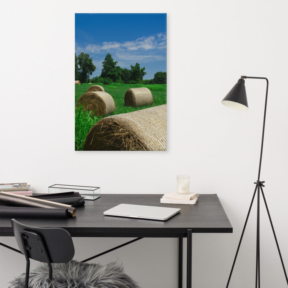 Hay Whatcha Doin in the Field Landscape Photo Canvas Wall Art Print, 24" X 36"