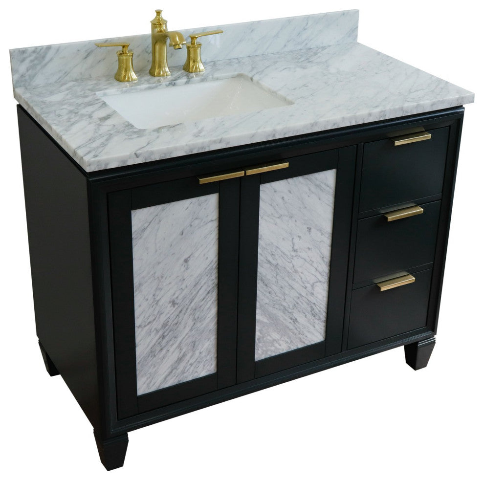 43" Single Vanity, Dark Gray Finish With White Carrara