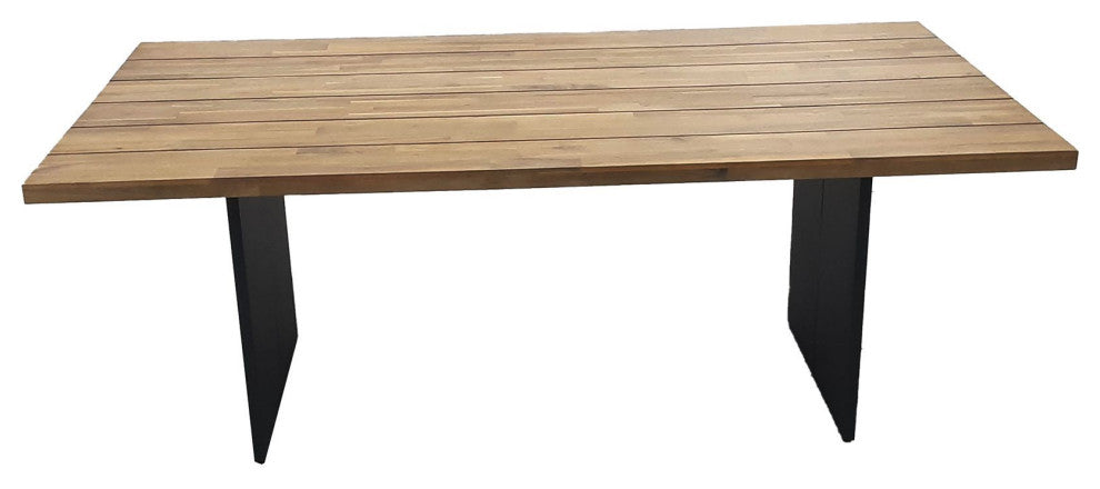 Naples 79" Wide Steel Outdoor Dining Table, Brown