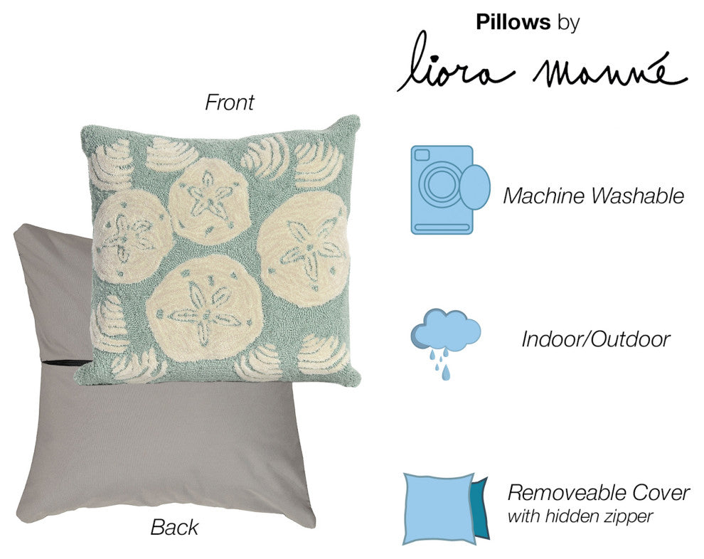 Frontporch Shell Toss Pillow, Aqua, 18"x18"