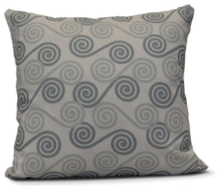 Rip Curl, Geometric Print Outdoor Pillow, Gray, 16"x16"