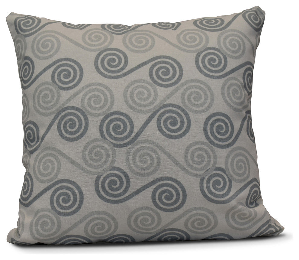 Rip Curl, Geometric Print Outdoor Pillow, Gray, 16"x16"