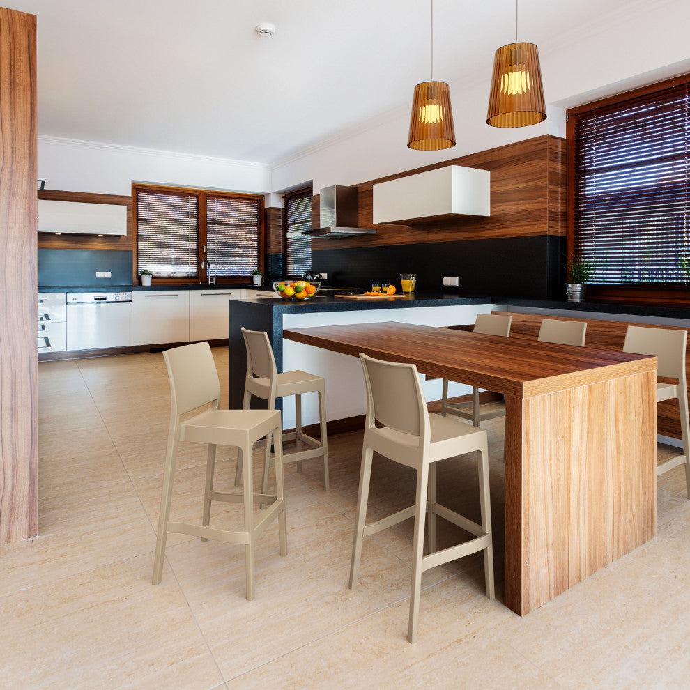 Maya Resin Barstool, Taupe, Set of 2