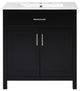 30 Inch Bathroom Vanity with Ceramic Sink and Ample Storage, Black