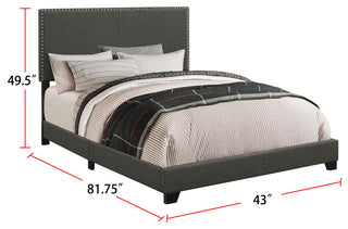 Nailhead Upholstered Twin Bed, Charcoal