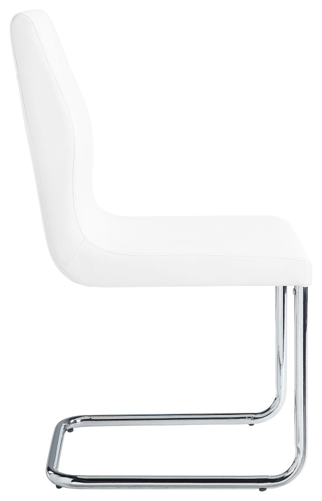 Acme Palton Side Chair Set of 2 White PU and Chrome Finish