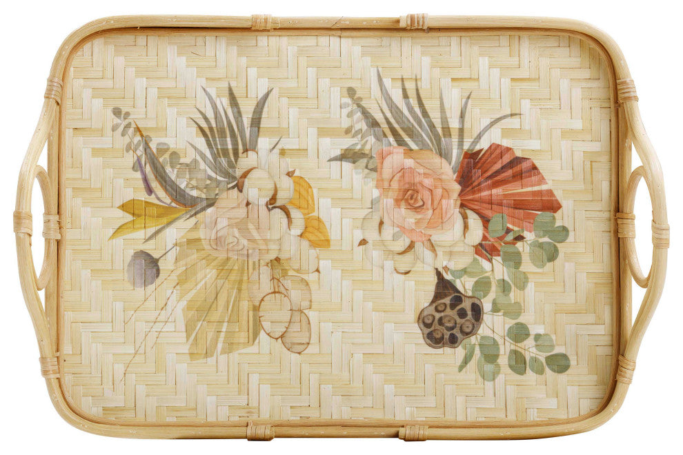 Corey Floral Bamboo Tray