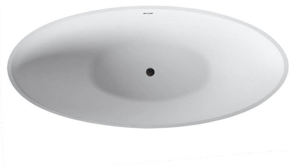 Rimini 34 x 73 Artificial Stone Freestanding Soaker Bathtub with Center Drain