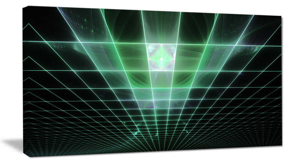 Light Green Bat on Radar Screen, Abstract Canvas Art Print, 32x16