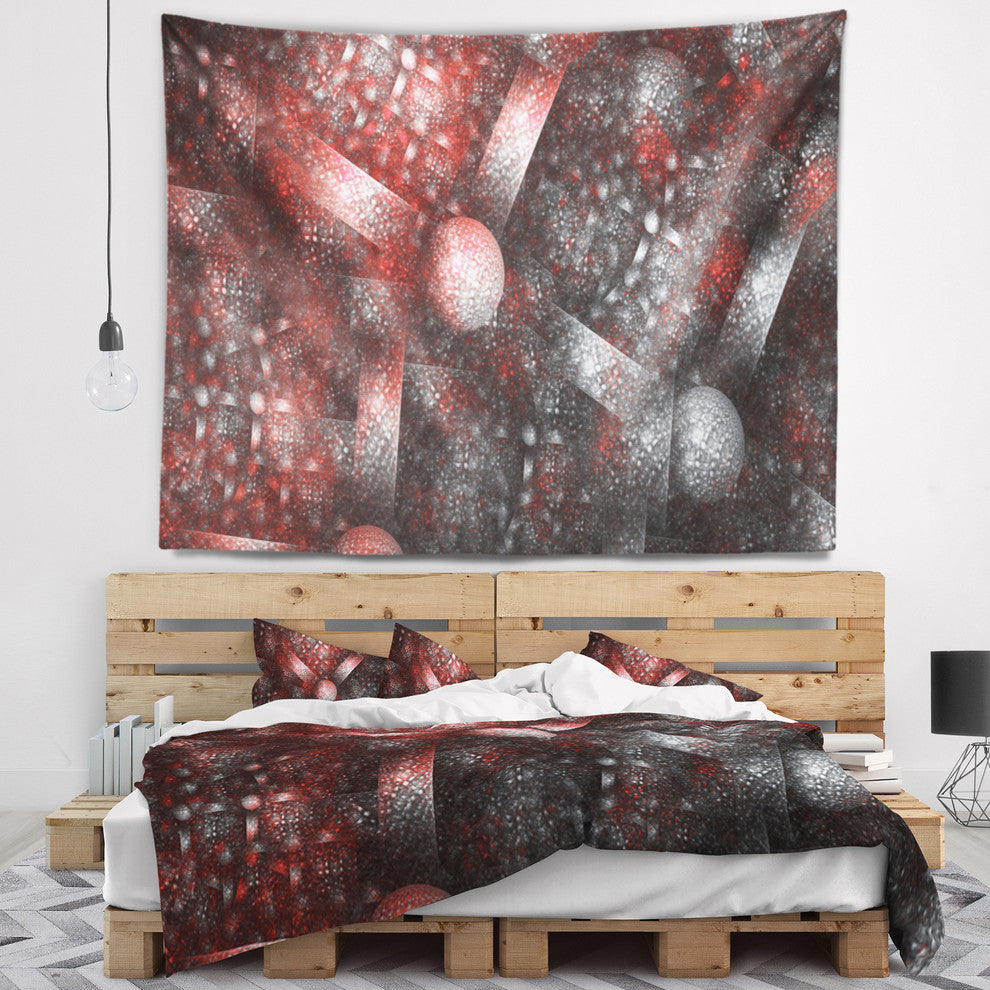 Crystal Cell Red Steel Texture Abstract Wall Tapestry, 39"x32"