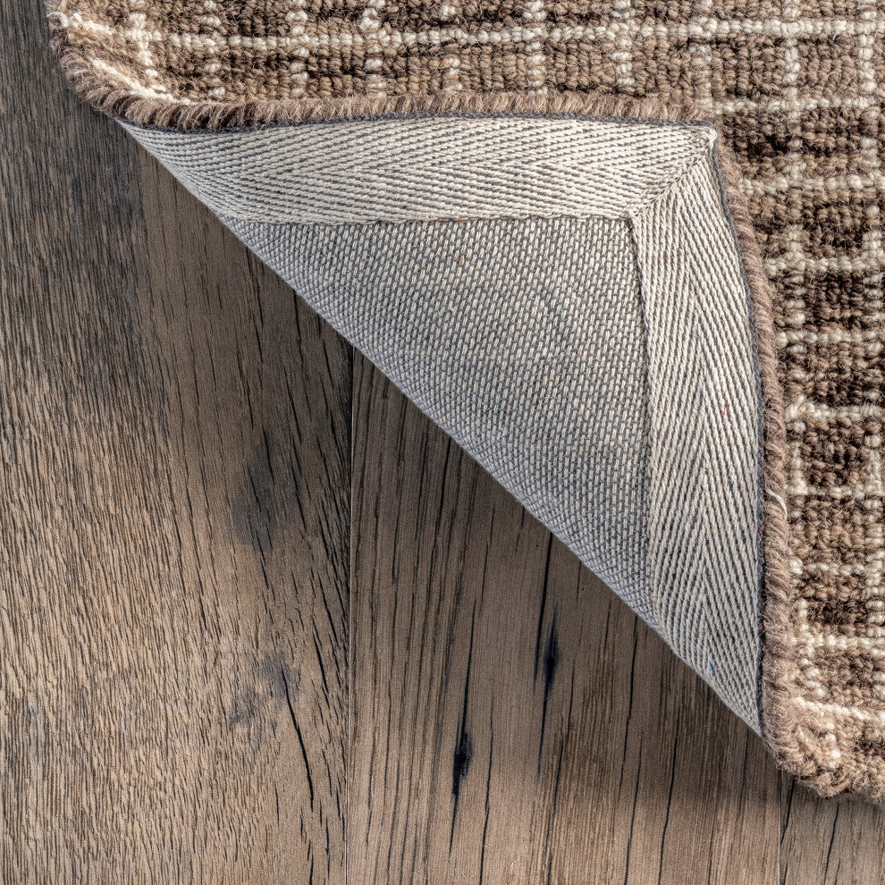 Melrose Checked Wool Area Rug, Brown 6''x9''