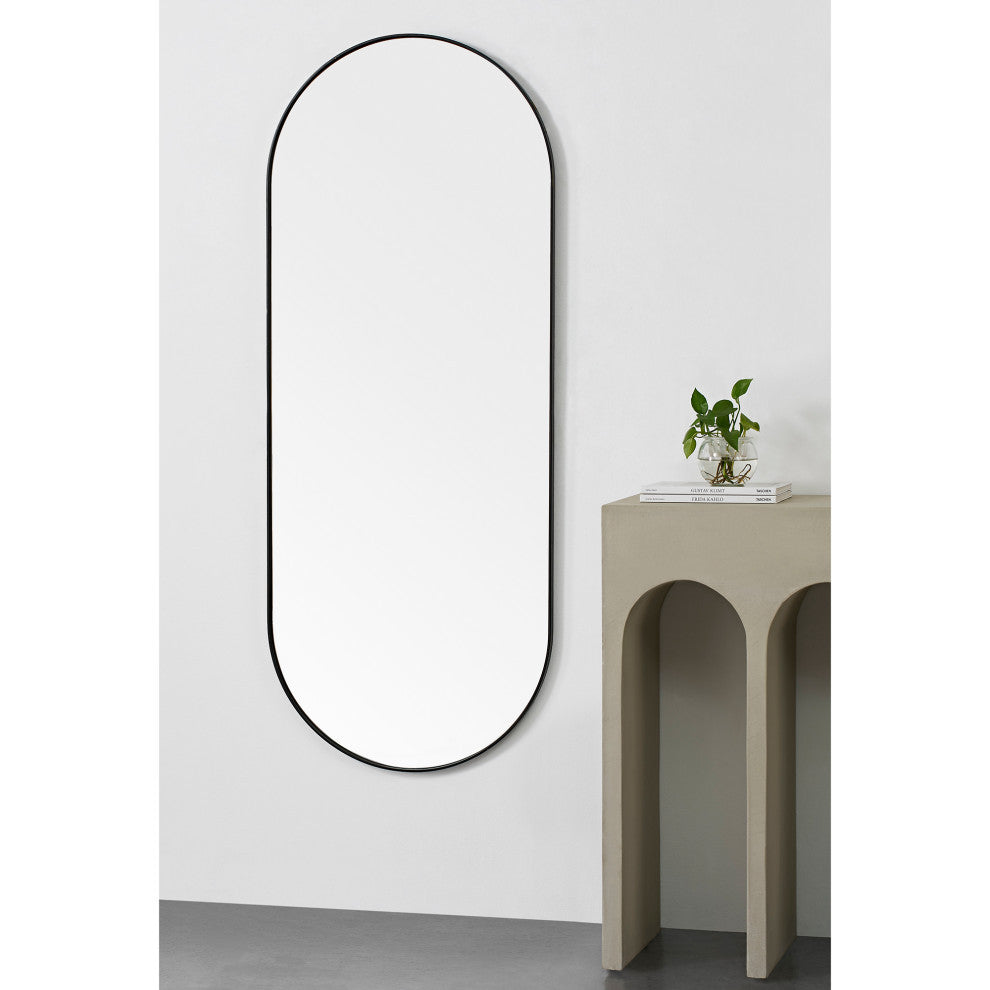 Ammar Oval Iron Black Framed Wall Mirror