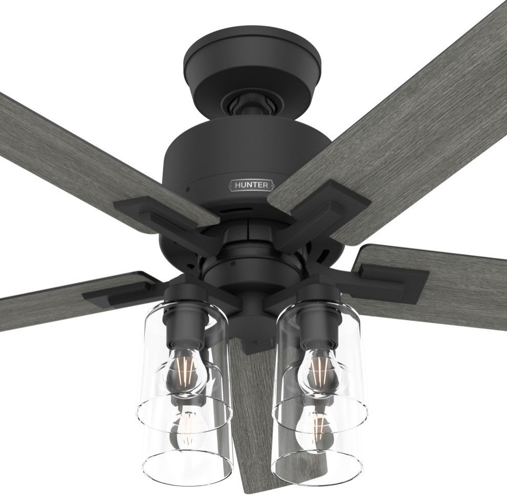Hunter 52" WiFi Techne Ceiling Fan, LED Kit, Remote, Matte Black
