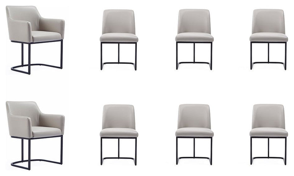 Manhattan Comfort Serena Dining Chair, Set of 8, Light Gray