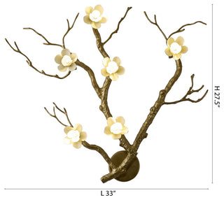 6-Light Brass Aluminum Wall Sconce With White Ceramic Shades