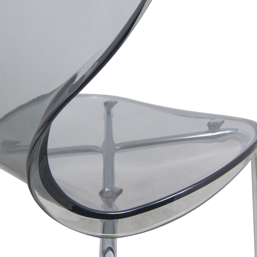 Stackable Plastic Dining Chair with Chrome Legs for Indoor and Outdoor Set of 4, Black