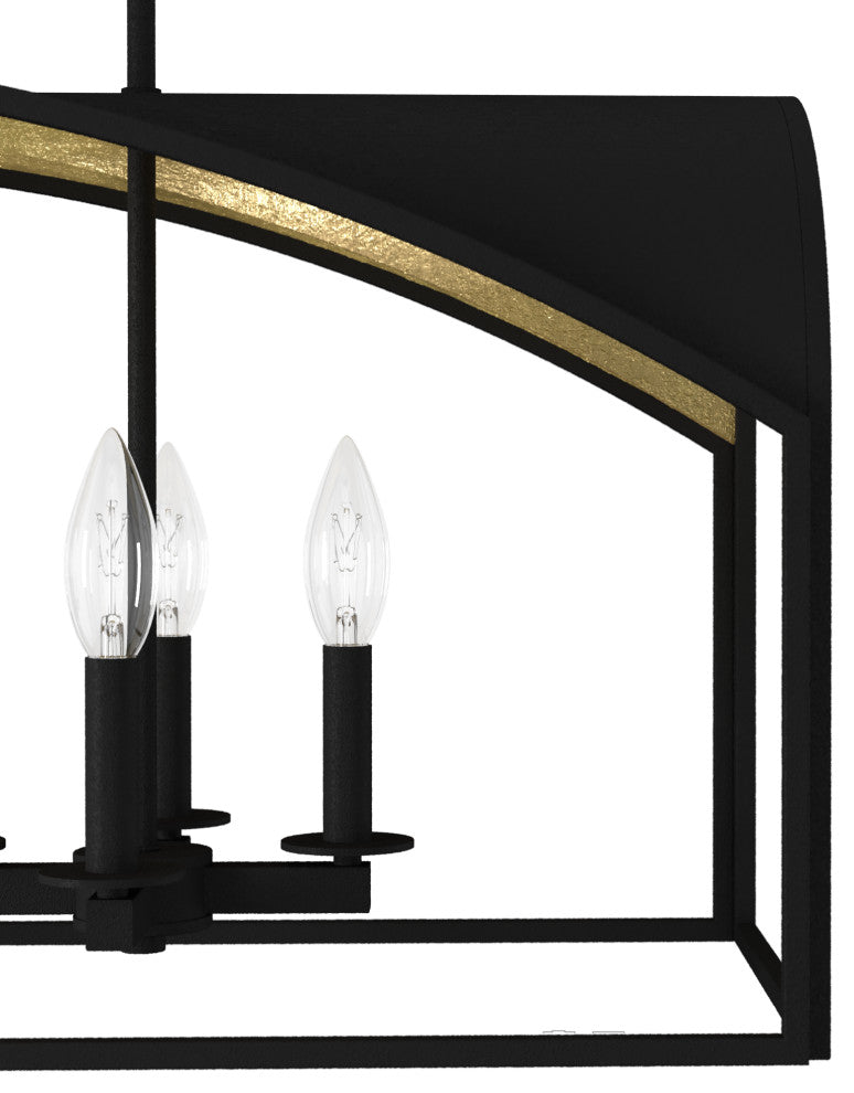 Hunter Dukestown Natural Iron, Gold Leaf 8 Light Linear Chandelier Ceiling