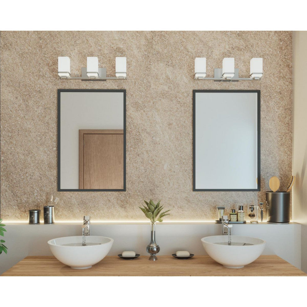 Progress Lighting P2195-09 Metric 3-Light Bath, Brushed Nickel, Polished Chrome