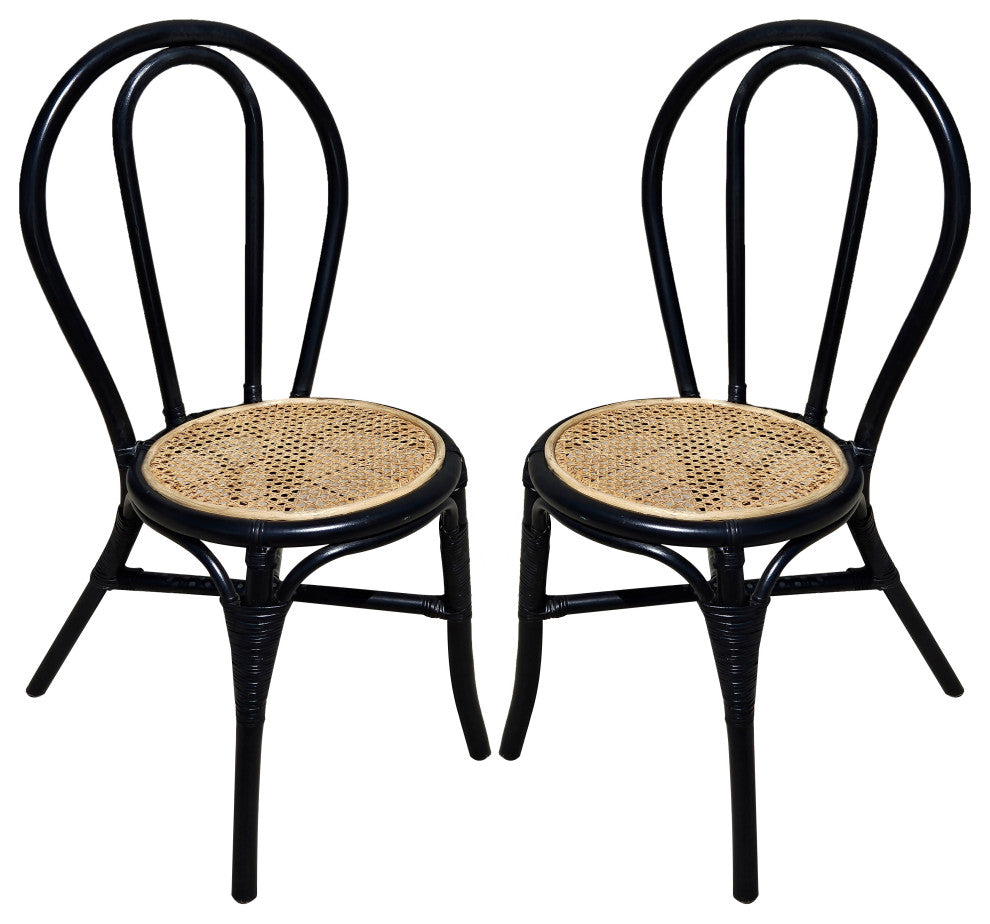 Gewnee black Rattan Dining Chair Set of 2