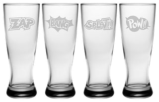Comic Chaos 4-Piece Grand Pilsner Glass Sets