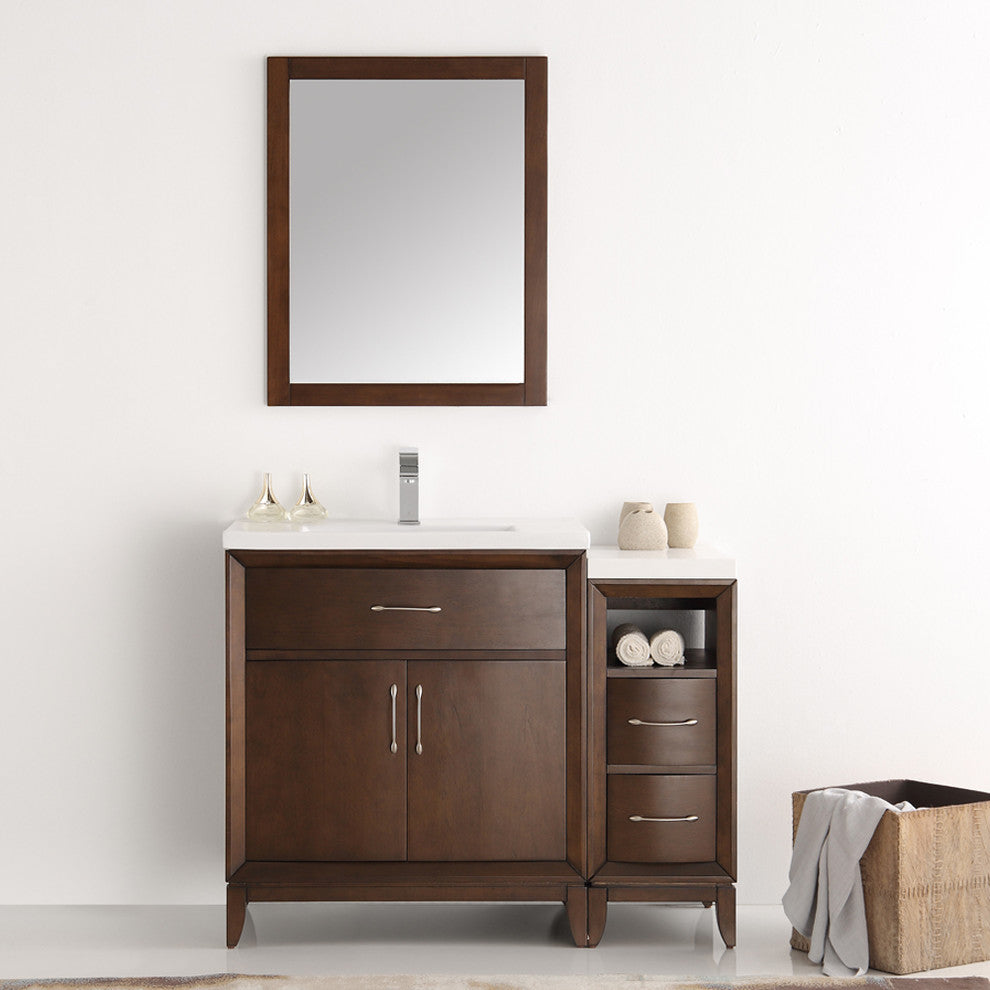 Cambridge 42" Antique Coffee Traditional Bathroom Vanity With Mirror, FFT1030BN