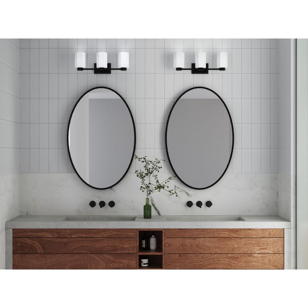 Estrada Collection 3-Light Contemporary Bath and Vanity Light, Matte Black