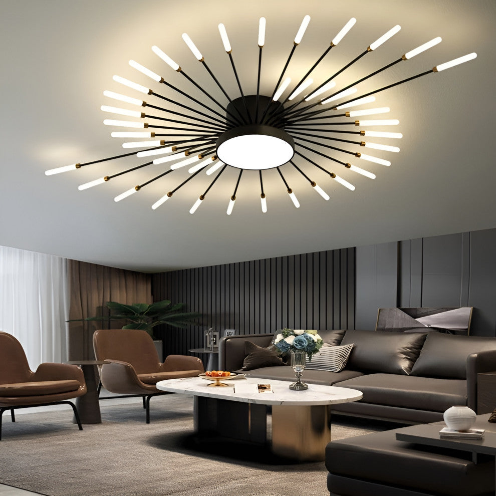 Winterthur | Exquisite LED Metal Ceiling Light, Black, 42 Heads