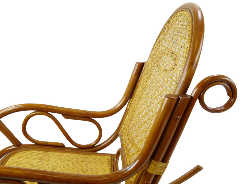 Milano Rocking Chair, Natural Rattan Wicker Hadmade, ECO, Colonial Col