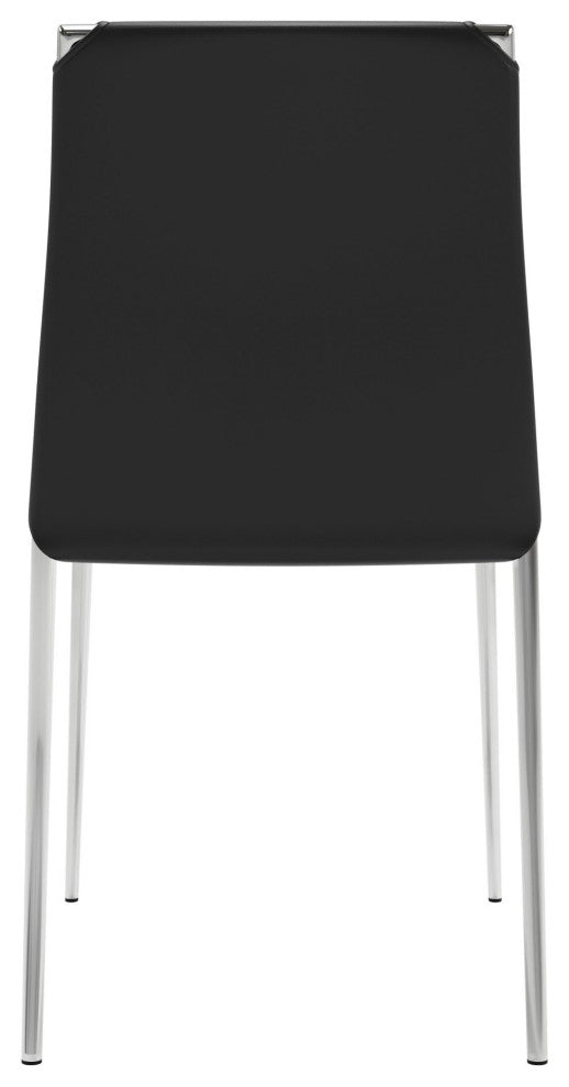 Dining Chair, Set of 4, Steel Metal, Fabric, Black, Chrome, Kitchen Cafe Bistro
