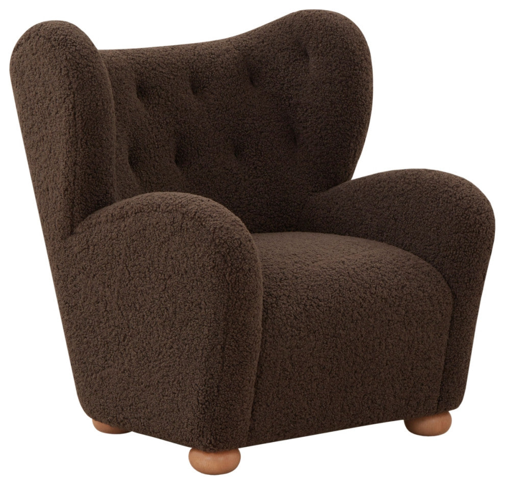 Safavieh Couture Galloway Wingback Accent Chair, Dark Brown/Natural