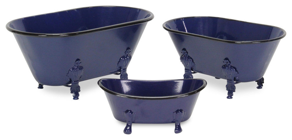 Lavande Metal Fleur-de-Lis Tub Decor - Small - Navy Blue