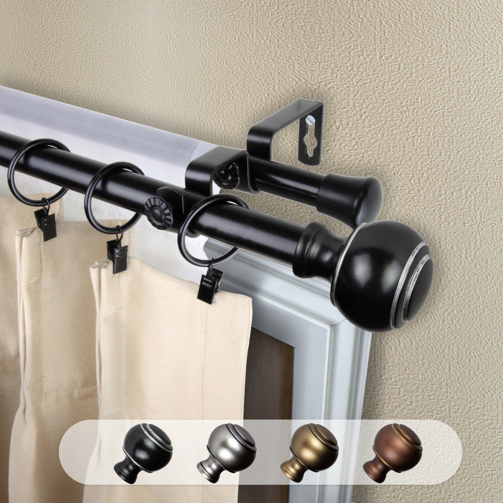 Hal 13/16" Double Curtain Rod Black