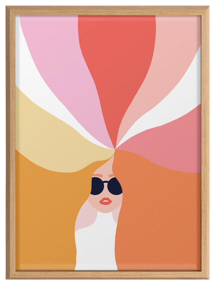 Blake Rainbow Girl Framed Printed Glass by Dominique Vari, Natural 18x24