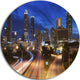 Atlanta Skyline Twilight Blue Hour, Cityscape Disc Metal Wall Art, 36"