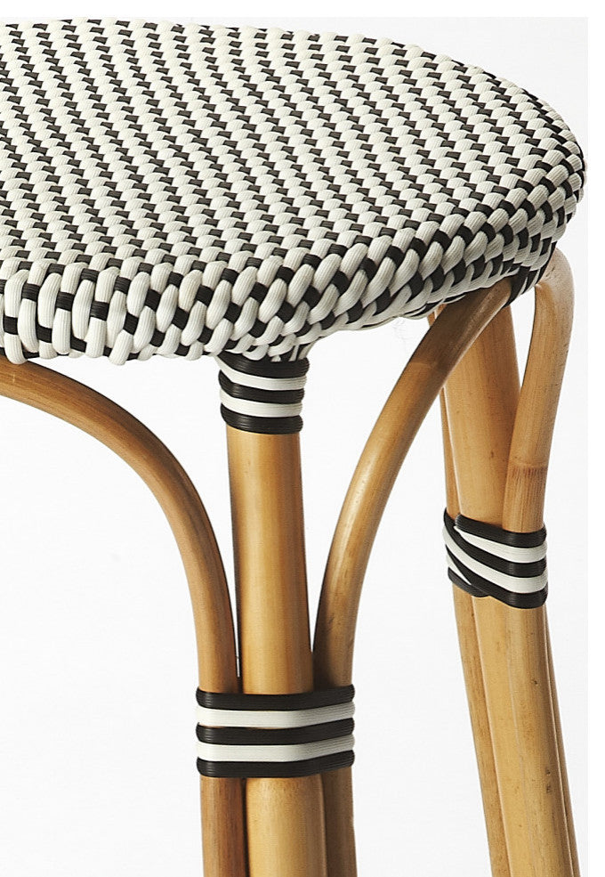 Tobias Black & White Rattan Counter Stool