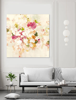 Floral Blush V4 - 72 x 72 by Lisa Ridgers