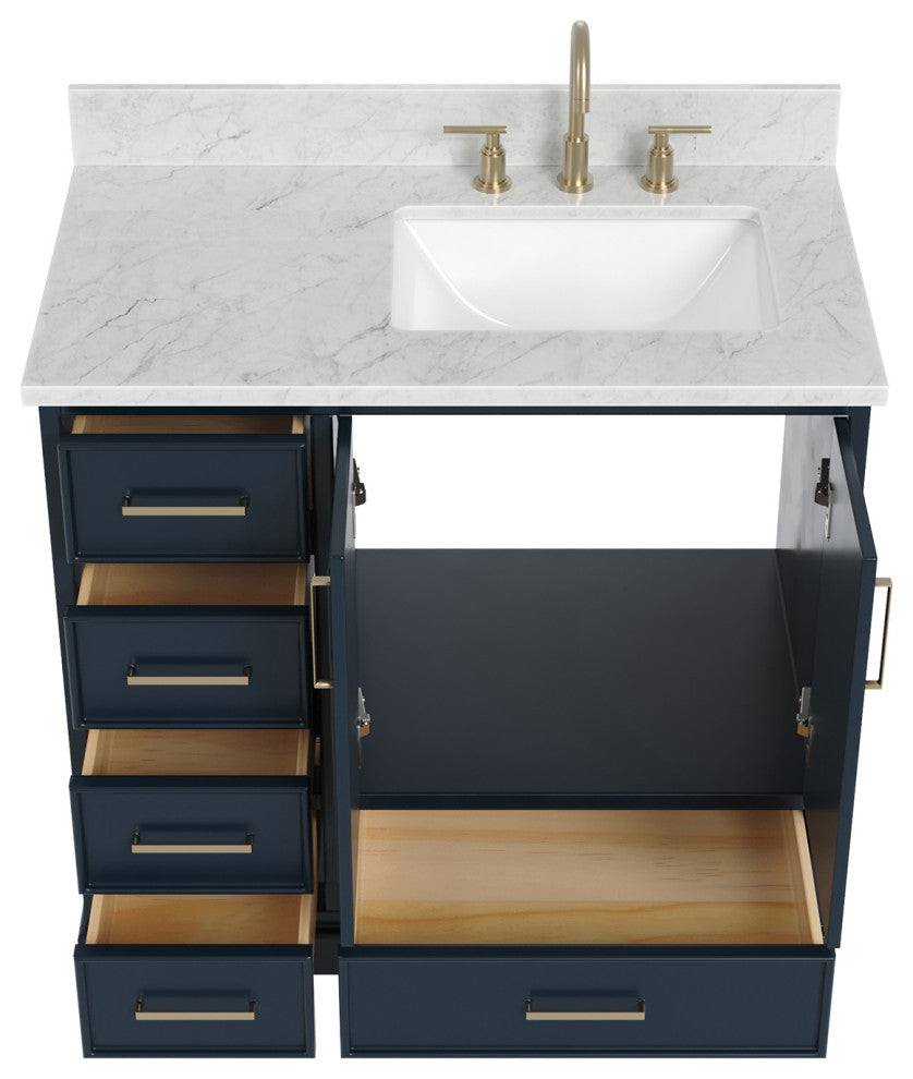 Ariel Stafford 37" Single Right Offset Rectangle Sink Bathroom Vanity