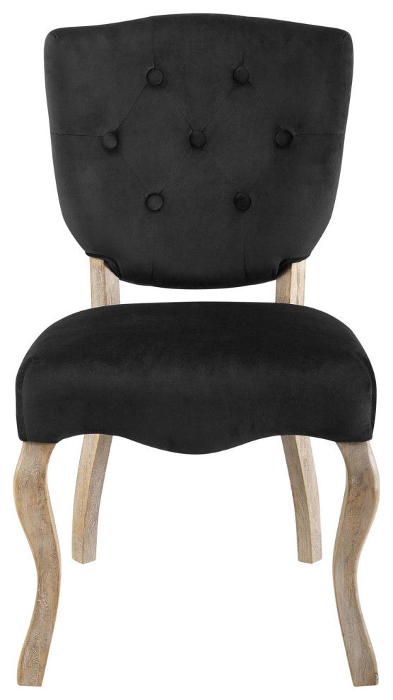 Array Vintage French Velvet Dining Side Chair, Black
