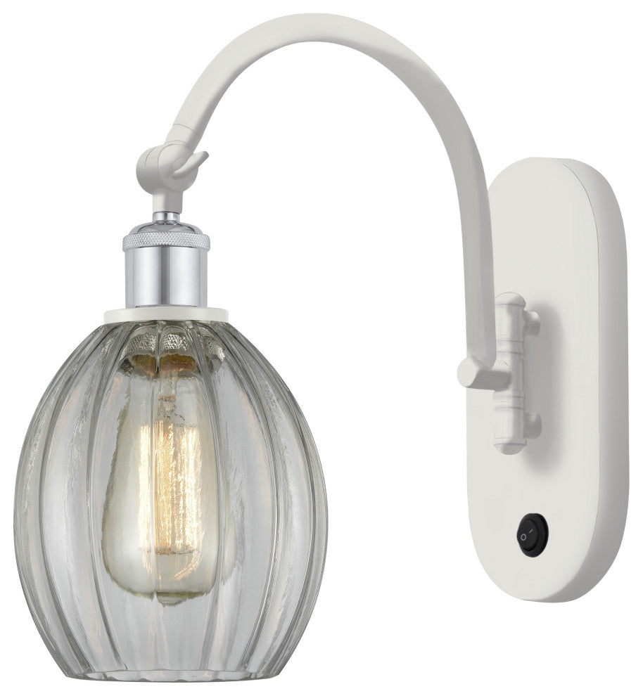 Innovations 518-1W-WPC-G82 Eaton 1 Light 6" Sconce, White, Polished Chrome