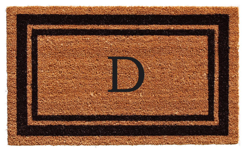 Black Border 18"x30" Monogram Doormat, Letter D