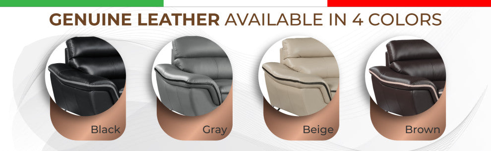 Giuliano Contemporary Premium Leather Match Loveseat Black
