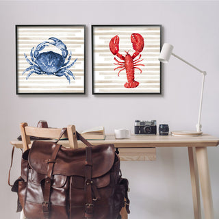 Nautical Blue Crab and Red Lobster,24 x 24