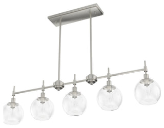 Xidane Brushed Nickel, Clear Glass 5 Light Linear Chandelier Light