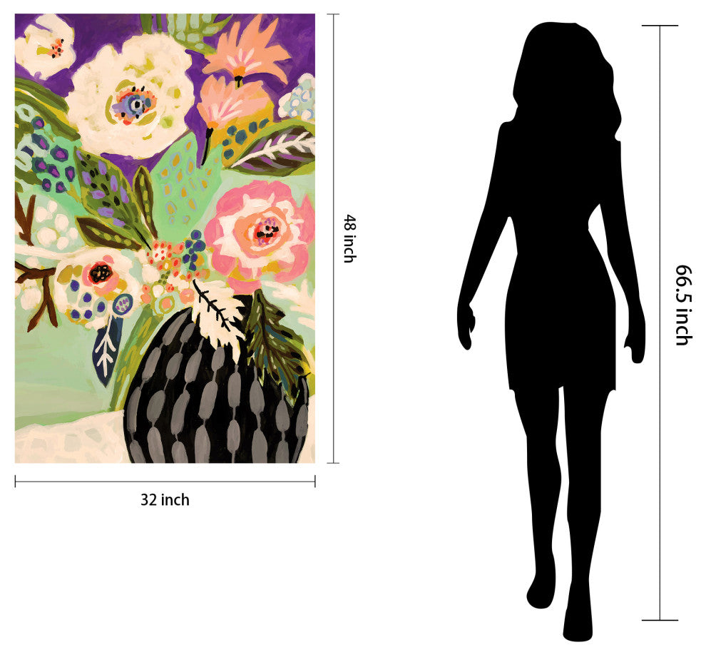 "Fresh Flowers in Vase" Glass Wall Art Free Floating Tempered Glass Print