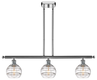 Ballston-Rochester 3-Light 36" Stem Island Light, 6"D Polished Chrome, Clear
