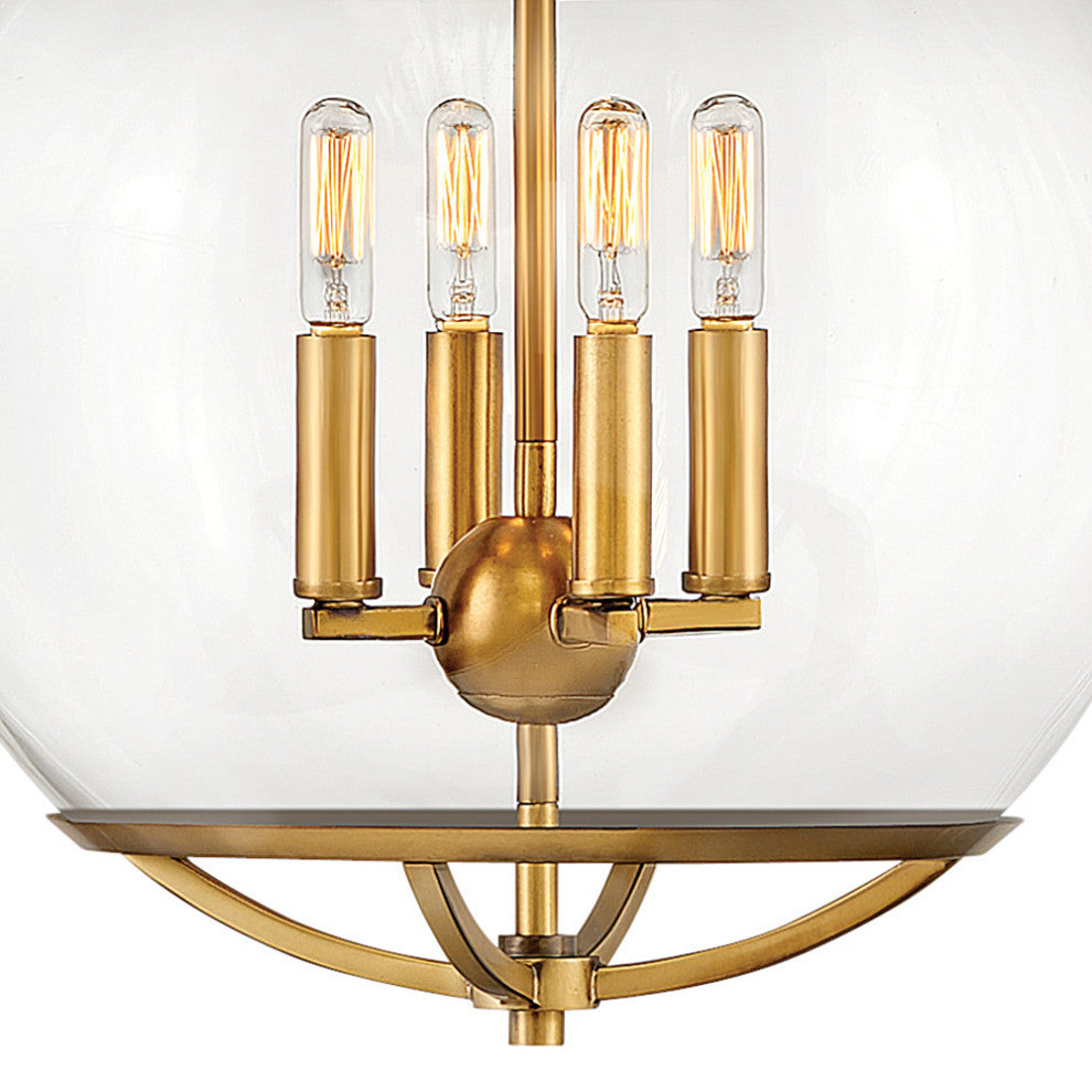 Hinkley Calvin Medium Orb Pendant, Heritage Brass