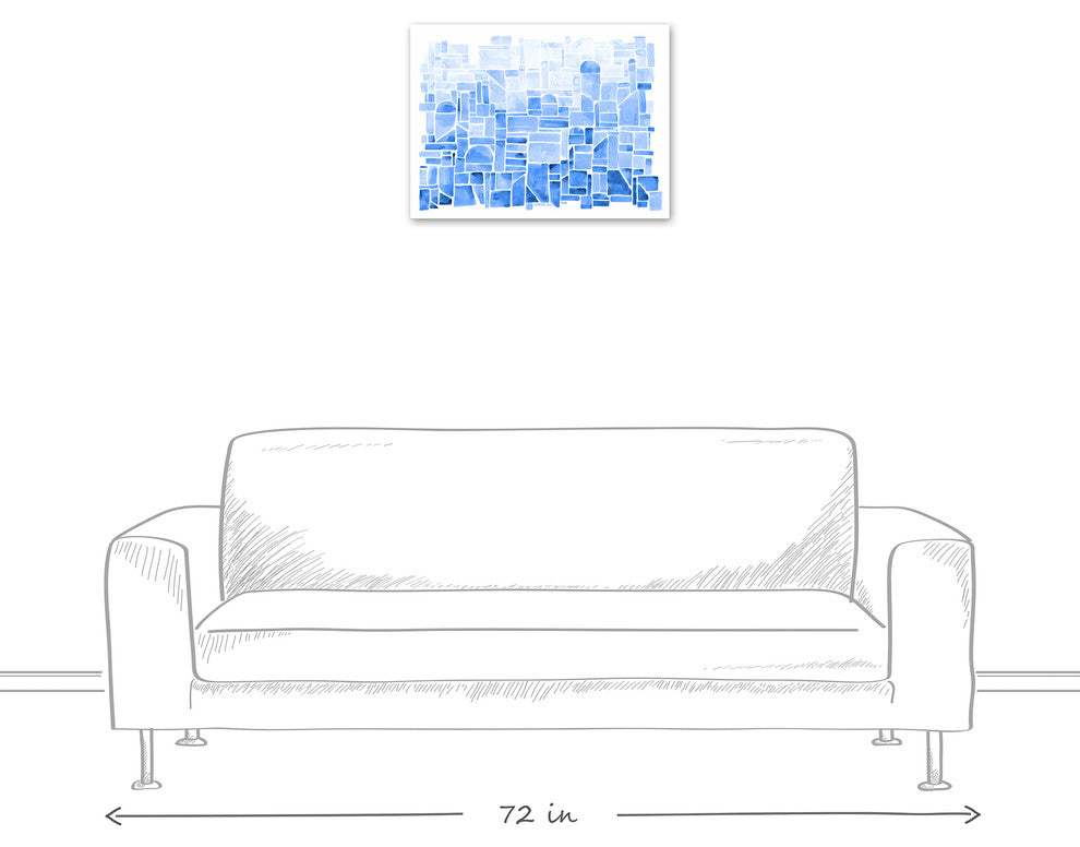 Geo-Watercolor Blue 18x24 Canvas Wall Art
