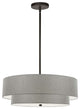 4 Light Incandescent 2 Tier Pendant, Matte Black with Grey Shade