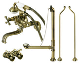 CCK225ABD Wall Mount Tub Faucet Package With Supply Line, Antique Brass
